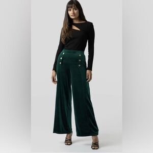 Anthropologie Pants Maison D'Amelie Green Velvet Plush Holiday Military 12